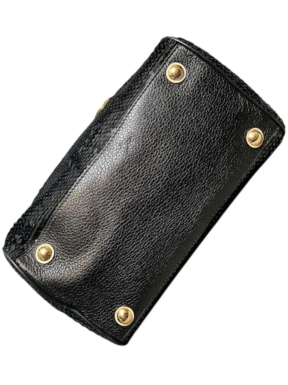 Michael Kors Black Sequin Grayson Satchel Leather Handles & Base Gold Hangtag